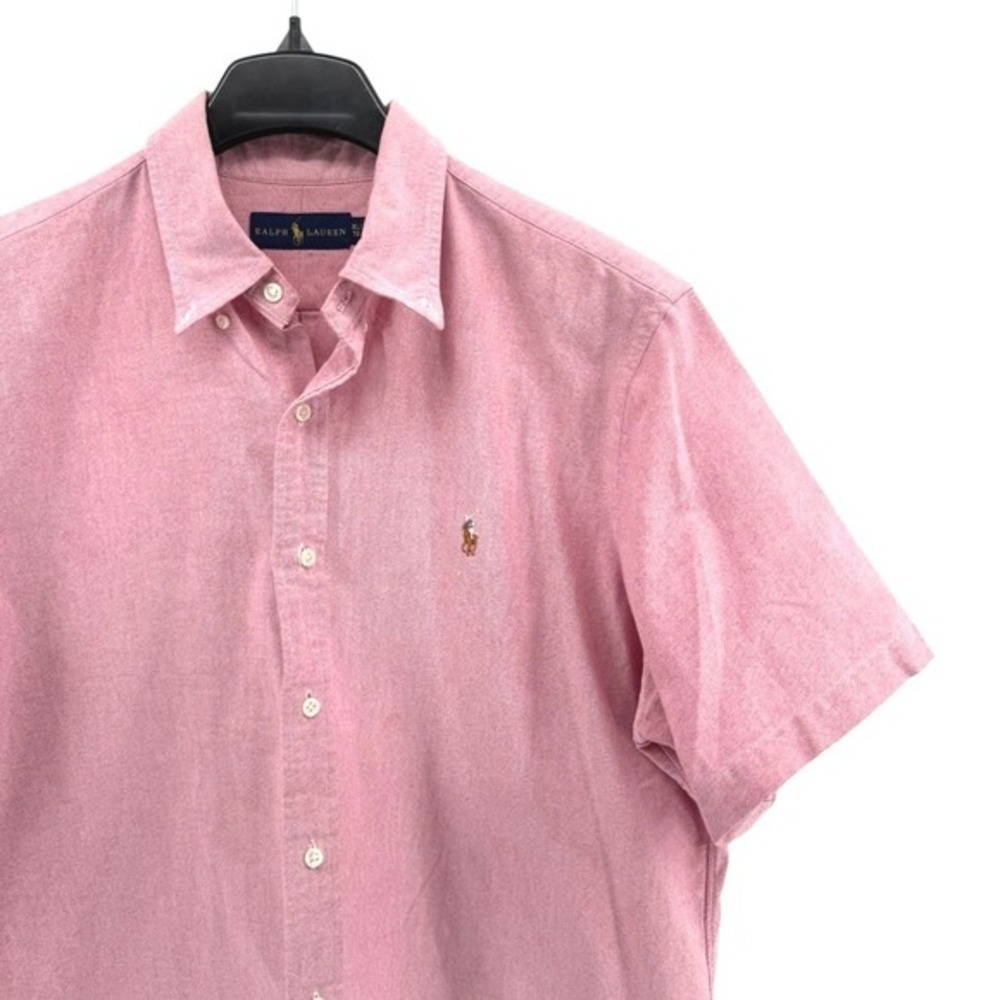 Ralph Lauren Mens XL Pre-Owned‎ Pink Oxford SS Button Down Shirt Flesh Pony Logo
